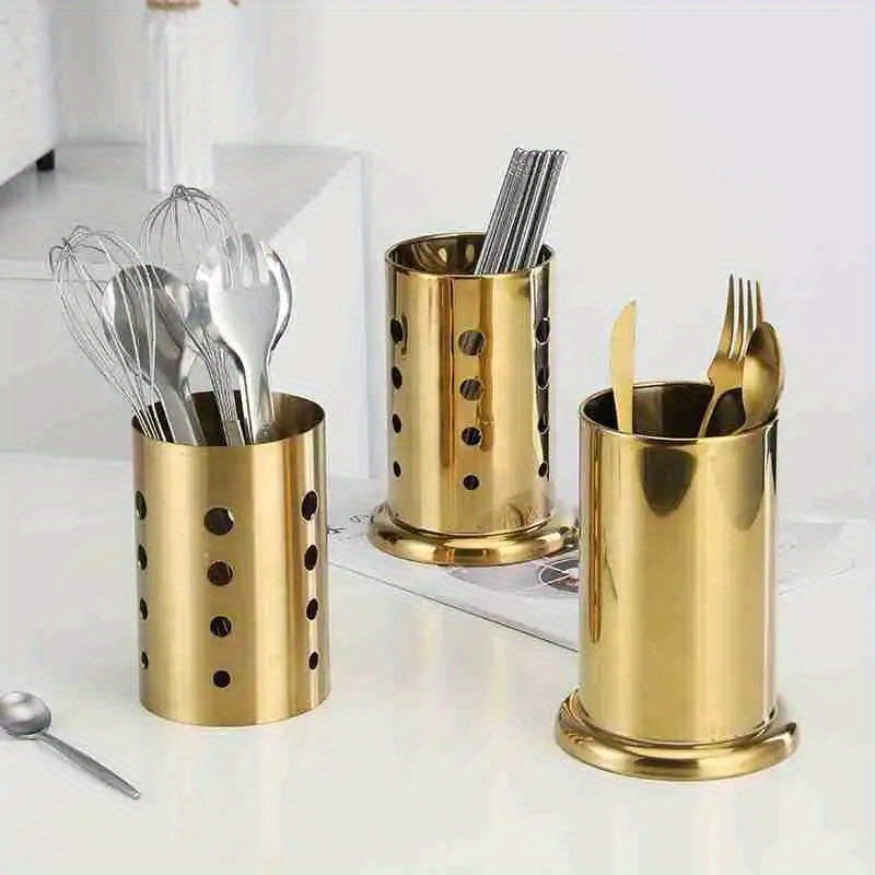 1  finish stainless steel cutlery holder kitchen utensil caddy for spoons forks knives   storage organizer details 0