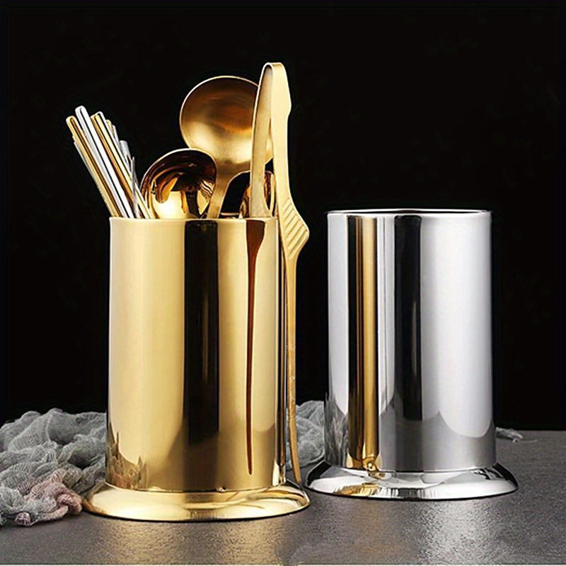 1  finish stainless steel cutlery holder kitchen utensil caddy for spoons forks knives   storage organizer details 1