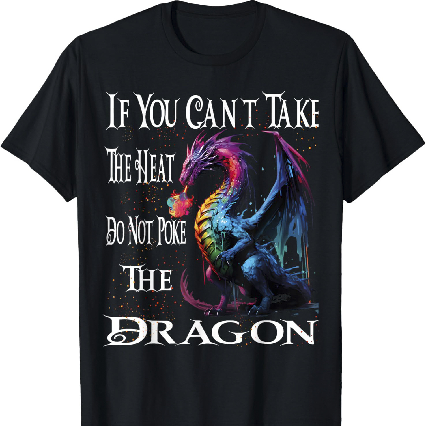 

Men's Mythical Dragon Graphic T-shirt - Premium 100% Cotton, Black With Colorful Dragon Design, Casual Round Neck, Wear, Halloween, Thanksgiving & Christmas