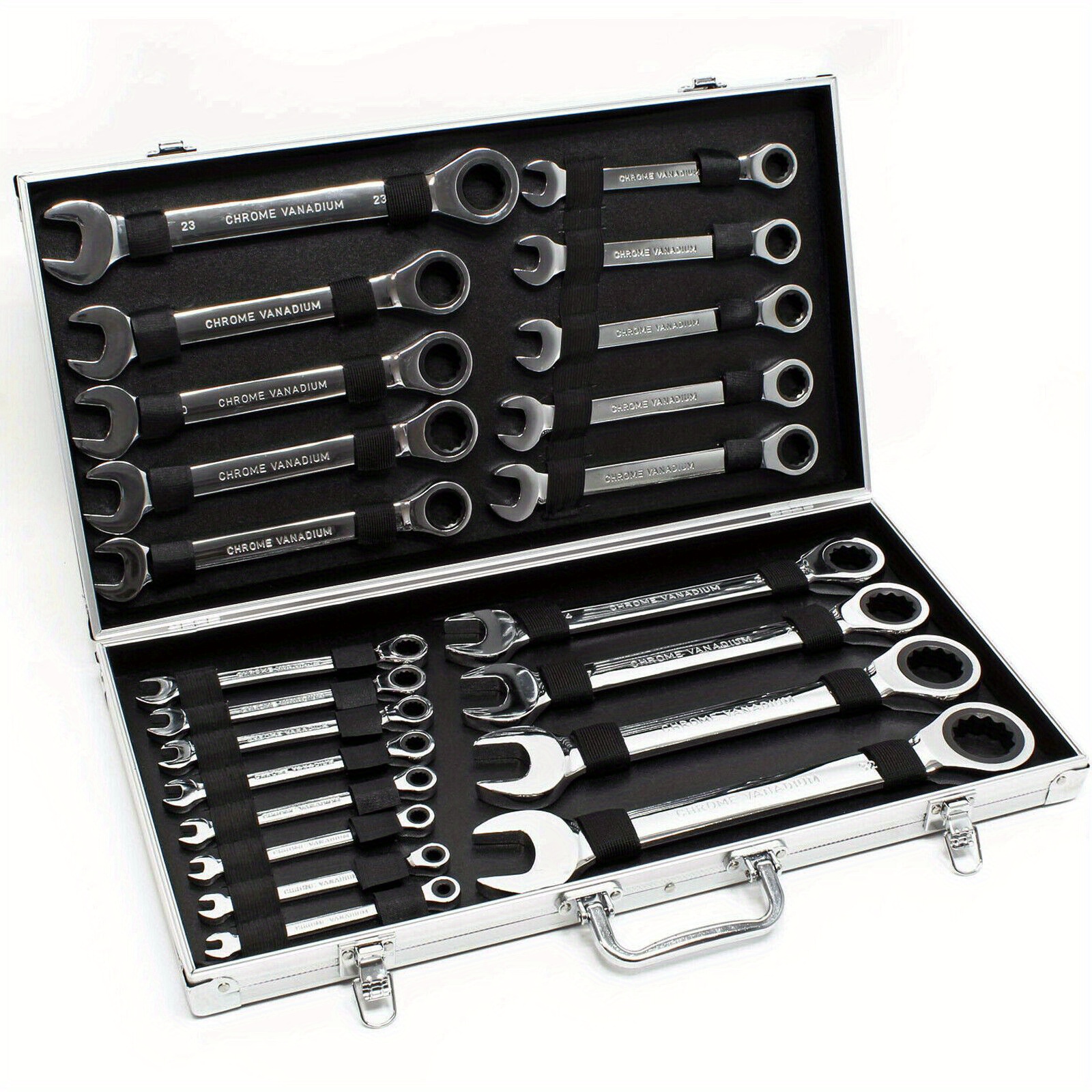 

22pcs Steel Ratchet Wrench Set - , Labor-saving Design With Organizer Case, Precision Open-end & Ring Spanners, 6-32mm Sizes For Home & Professional Use