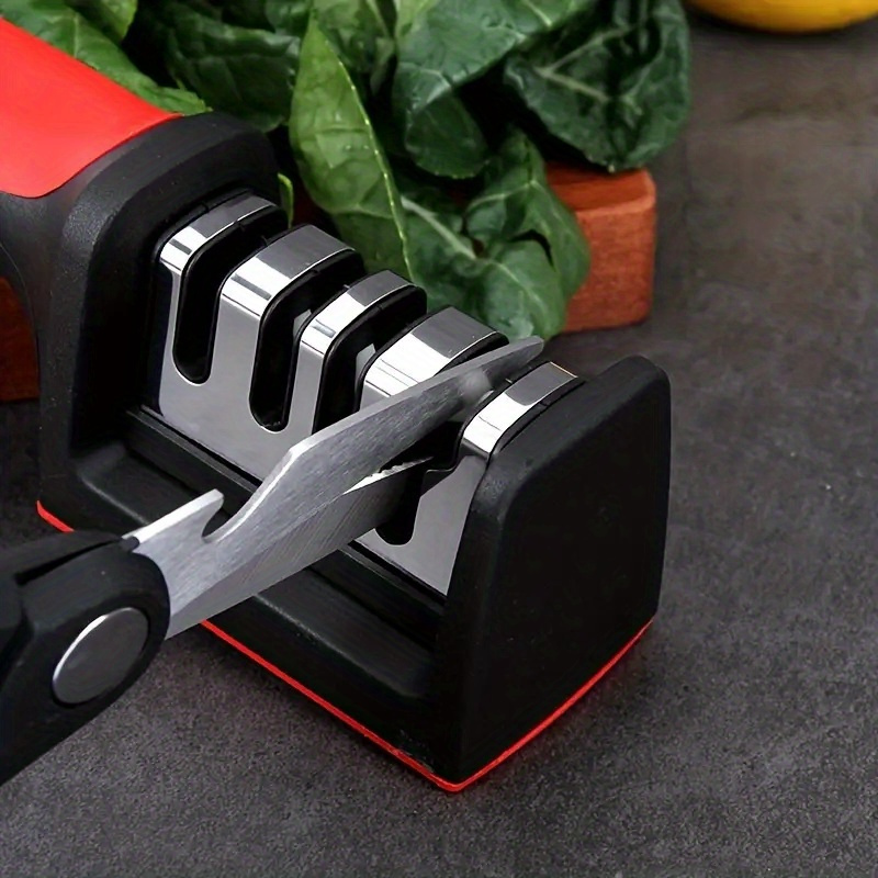 4 stage manual knife sharpener     ceramic stones for kitchen knives no power needed   metal construction details 0