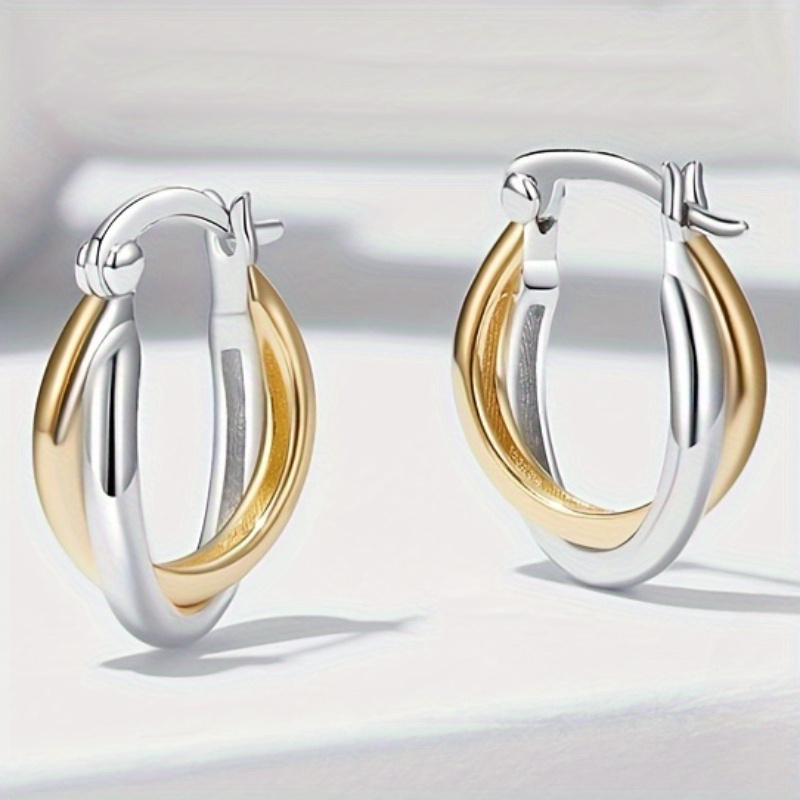 TEMU Sterling Silvery 925 Hoop Earrings, Bohemia Style, Mixed Color, Hypoallergenic, Ear Needle Material 925 Silvery, Ideal For Daily Wear And Christmas Gift - Brand Xkv