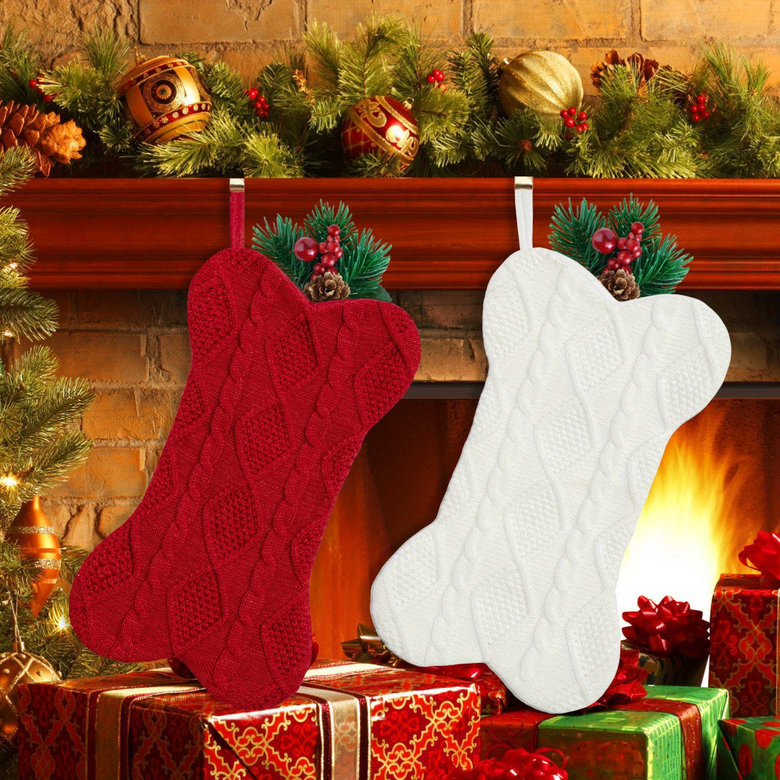 

Knitted Christmas Stockings, , Christmas , Bag, Hanging Decor, , Decor, Display, , Decoration, Polyester ,