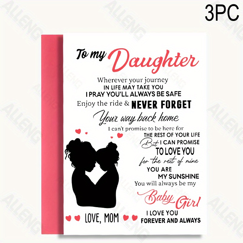 TEMU 3pcs Festive Birthday Card For Daughter: A Message From Mom, Christmas, Thanksgiving, Halloween, Anniversary, Or Any