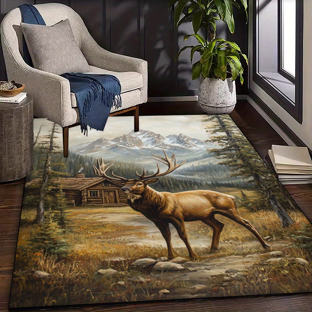 Lodge Cabin 4x6 Ft Rustic Brown Bear Skin Area Rug – Cottage Style Throw Rug, Polyester, Made In USA