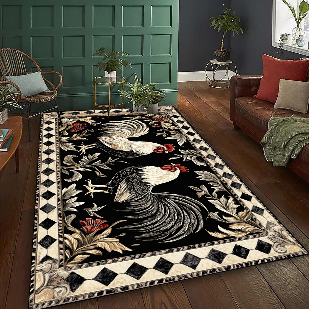Rooster Rugs Nourison Bijou Rooster Hand Hooked Rug, 8.6' X 11.6'