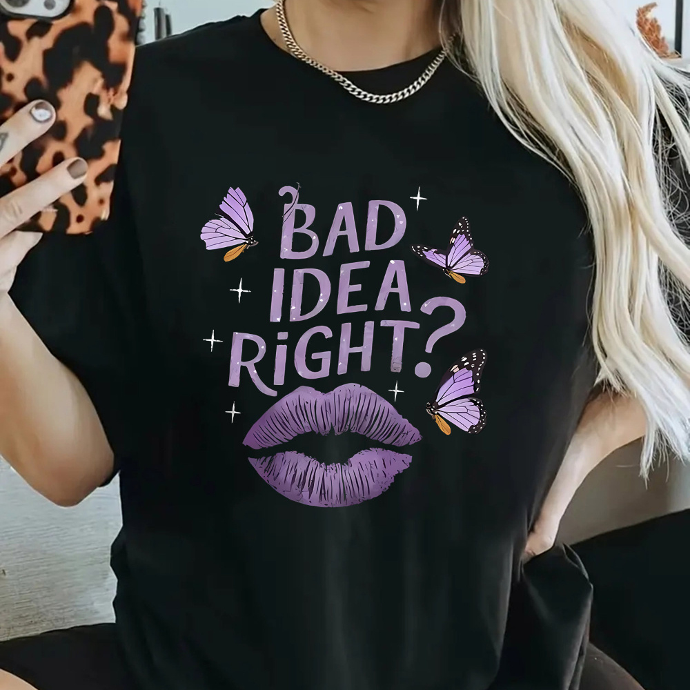 

Women's "bad " - & , Polyester Crewneck Tee For Summer