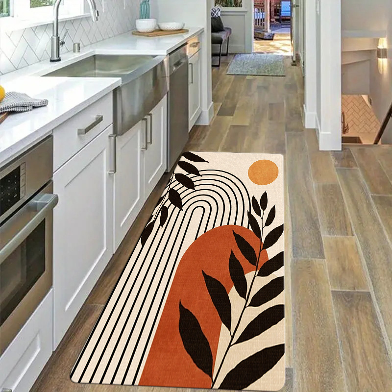 TEMU 1pc Thick 1.1cm Kitchen Floor Mat, Geometric Pattern Printed Floor Mat Thickened Wear-resistant Suitable For Room Porch Balcony And Home