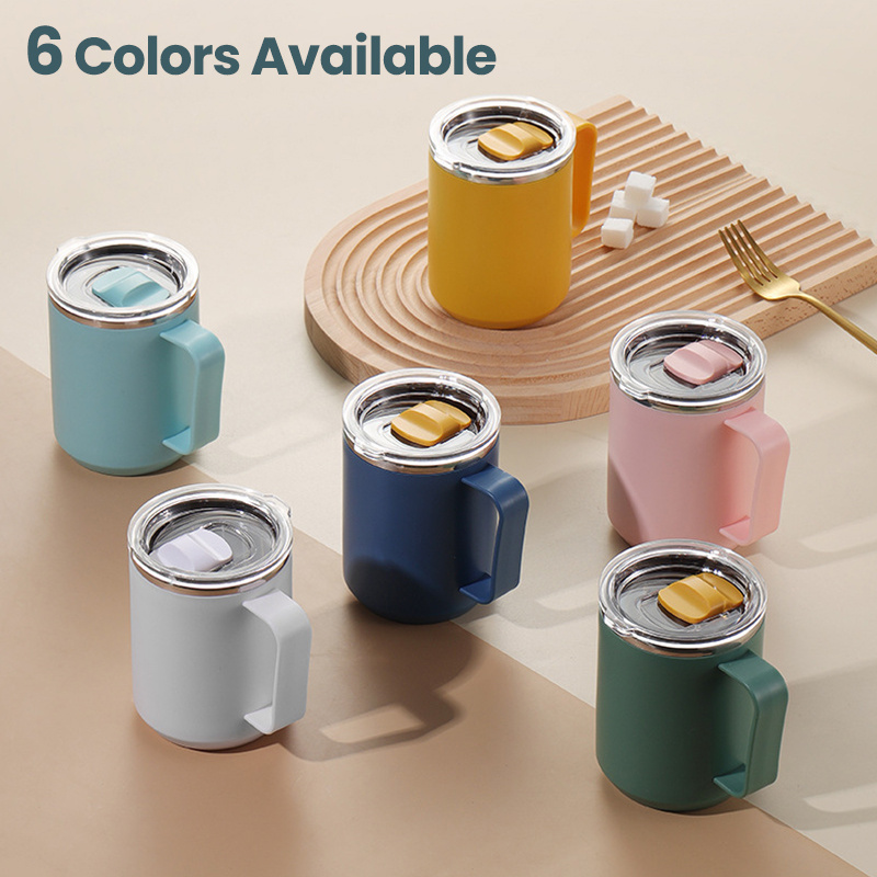 1pc insulated coffee mug handle lid stainless steel coffee - Temu