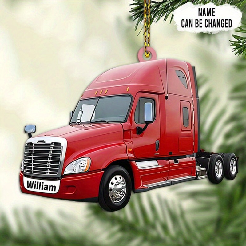 

Personalized Acrylic Truck Ornament - Customizable Christmas Decoration For Trucker Drivers, Dad Or Backpack Charm