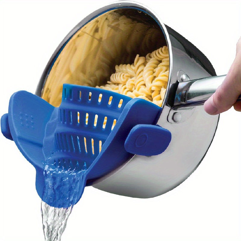 

Silicone Clip-on Strainer Colander, Food Contact Safe, Adjustable Kitchen Sieve For Pasta, Vegetables, And Fruits - - Kitchen Tool