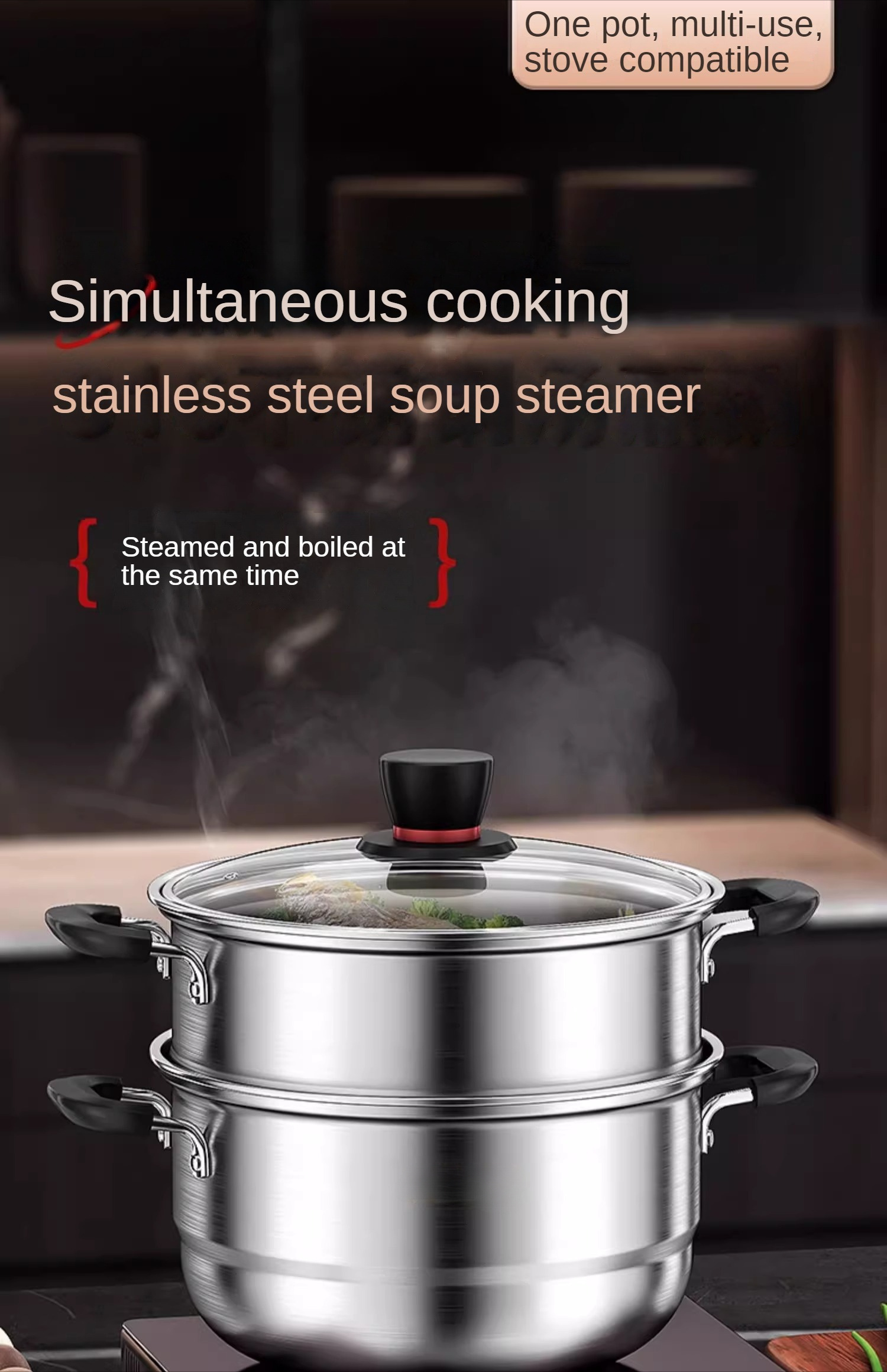 stainless steel soup pot kitchen pot cooking pot multi layer steamer household thick cooking pot soup pot milk pot cooking noodles   seafood pot induction cooker gas stove details 0