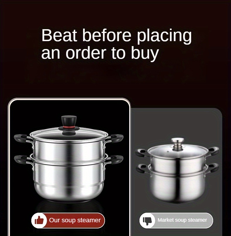 stainless steel soup pot kitchen pot cooking pot multi layer steamer household thick cooking pot soup pot milk pot cooking noodles   seafood pot induction cooker gas stove details 3