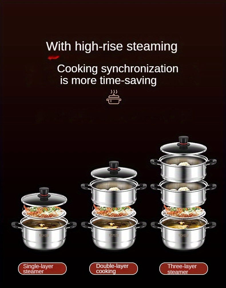 stainless steel soup pot kitchen pot cooking pot multi layer steamer household thick cooking pot soup pot milk pot cooking noodles   seafood pot induction cooker gas stove details 11