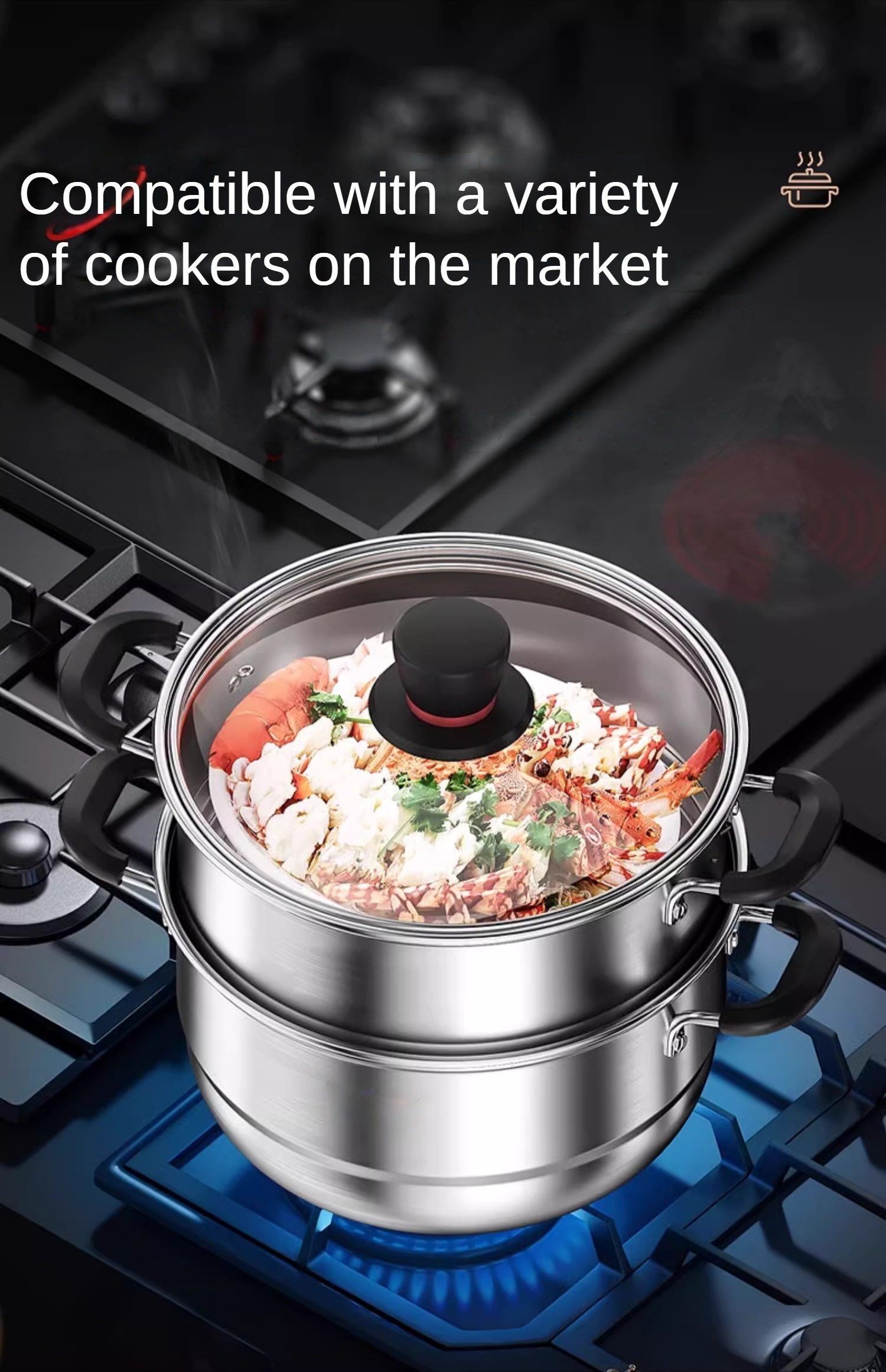 stainless steel soup pot kitchen pot cooking pot multi layer steamer household thick cooking pot soup pot milk pot cooking noodles   seafood pot induction cooker gas stove details 18