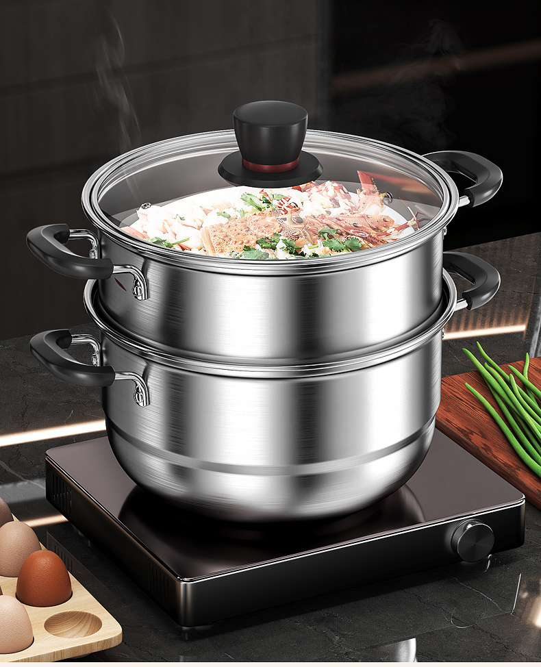 stainless steel soup pot kitchen pot cooking pot multi layer steamer household thick cooking pot soup pot milk pot cooking noodles   seafood pot induction cooker gas stove details 20