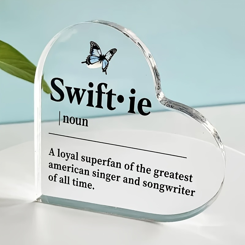 TEMU Swiftie Noun Acrylic Heart Desk Plaque: A Of American Singer And Of - Perfect Gift For Fans