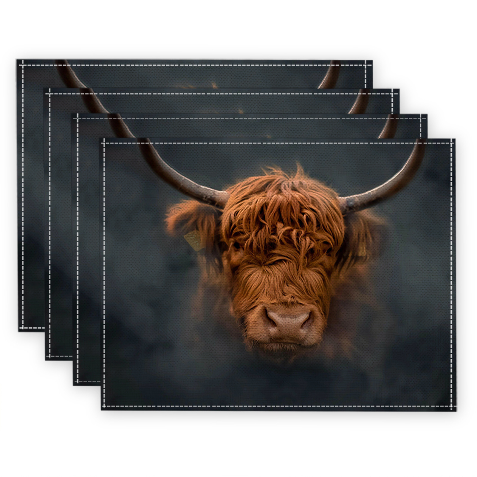 

4pcs Yak-themed Placemats Set - , Non-slip & Soft Polyester Table Mats For Home & Cafe Decor - Farmhouse, Indoor Kitchen & Dining