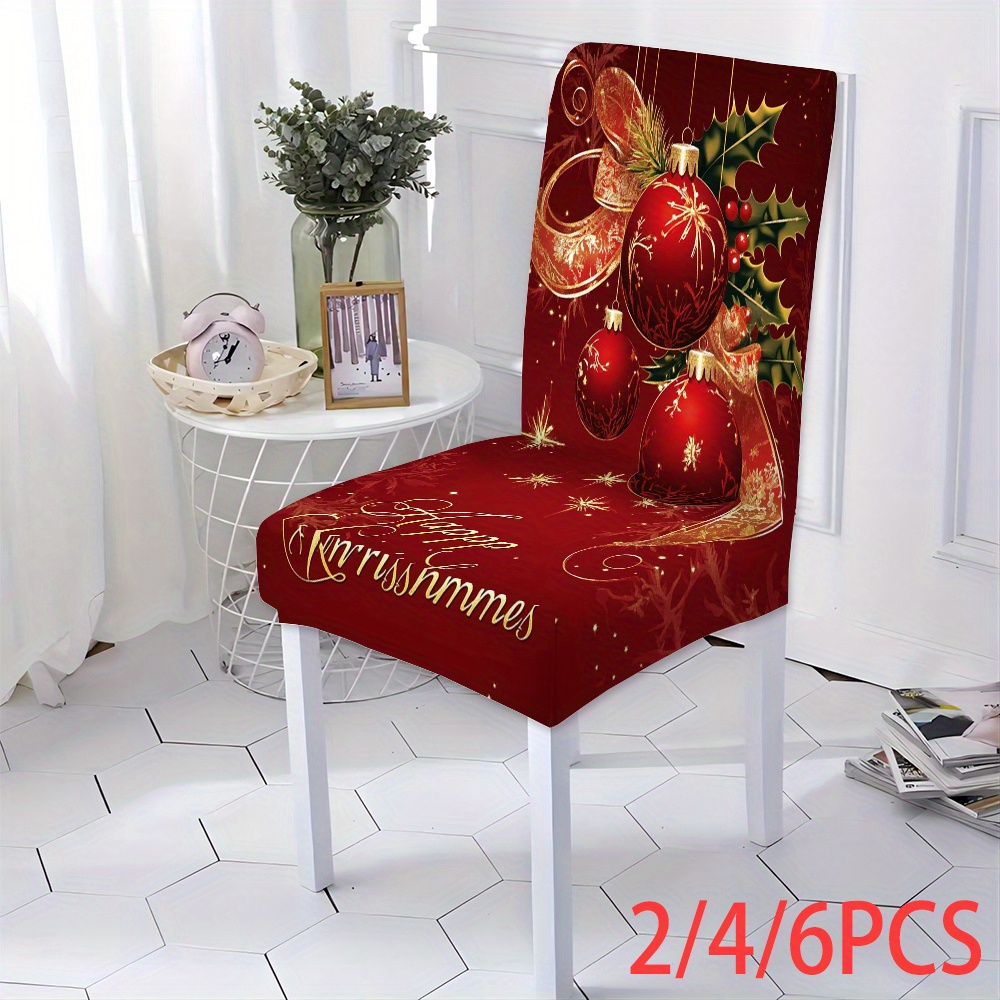 

Jit Christmas Chair Covers Set Of 2/4/6, Print, 100% Polyester, Americana Style, -band Closure, Machine Washable - Slipcover Grip Stretch Dining Room Chair Slipcovers