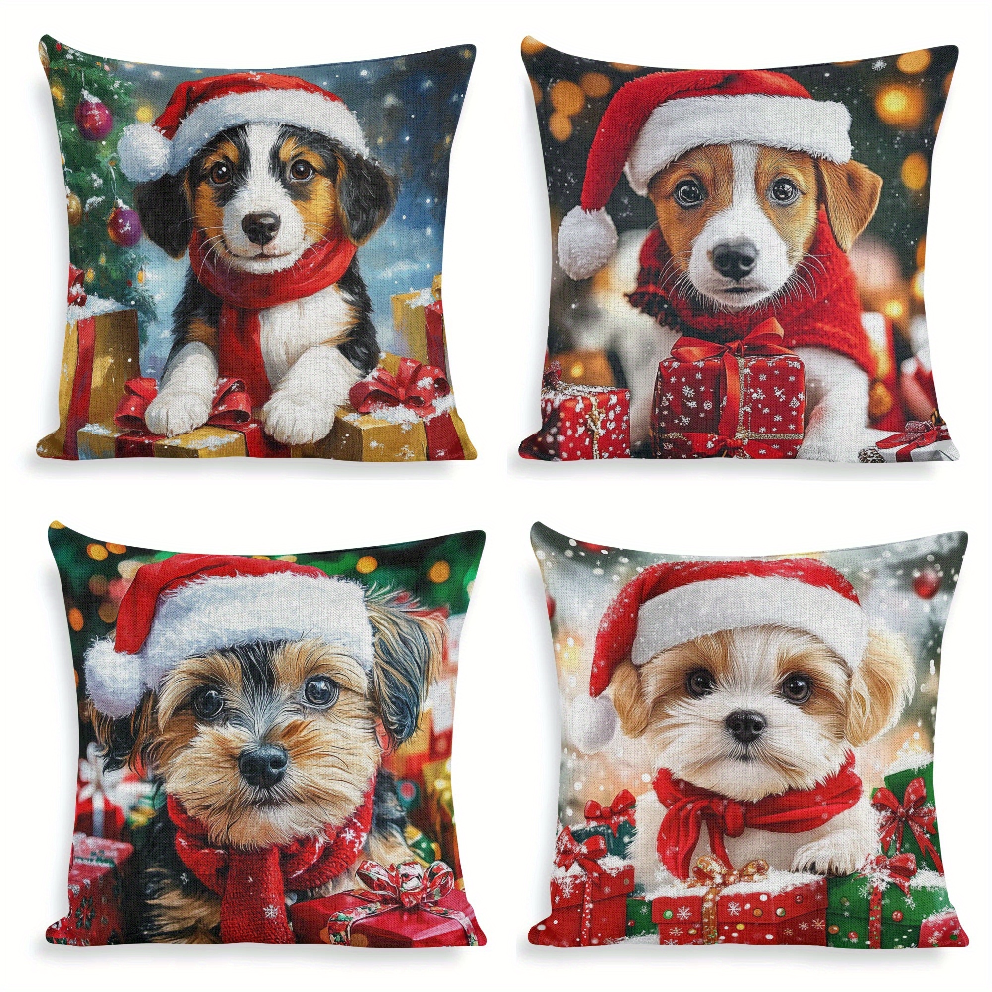 

4pcs, Christmas , Christmas , Christmas , Decorative Pillowcases, 18x18 Suitable For Sofa, , Bed, , Car, ,