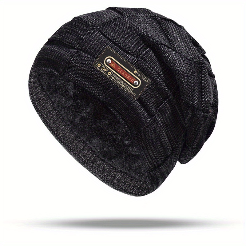 Winter Plush Warm Knitted Sweater Hat For Men's Autumn And Winter Outdoor Pullover Hat