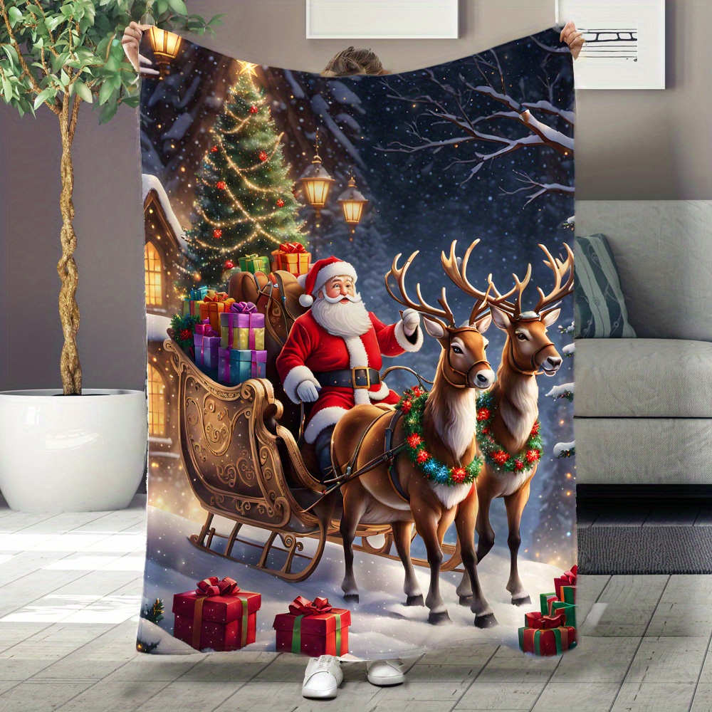 

Santa & Flannel Blanket - For Christmas, For , Bed, , And Use