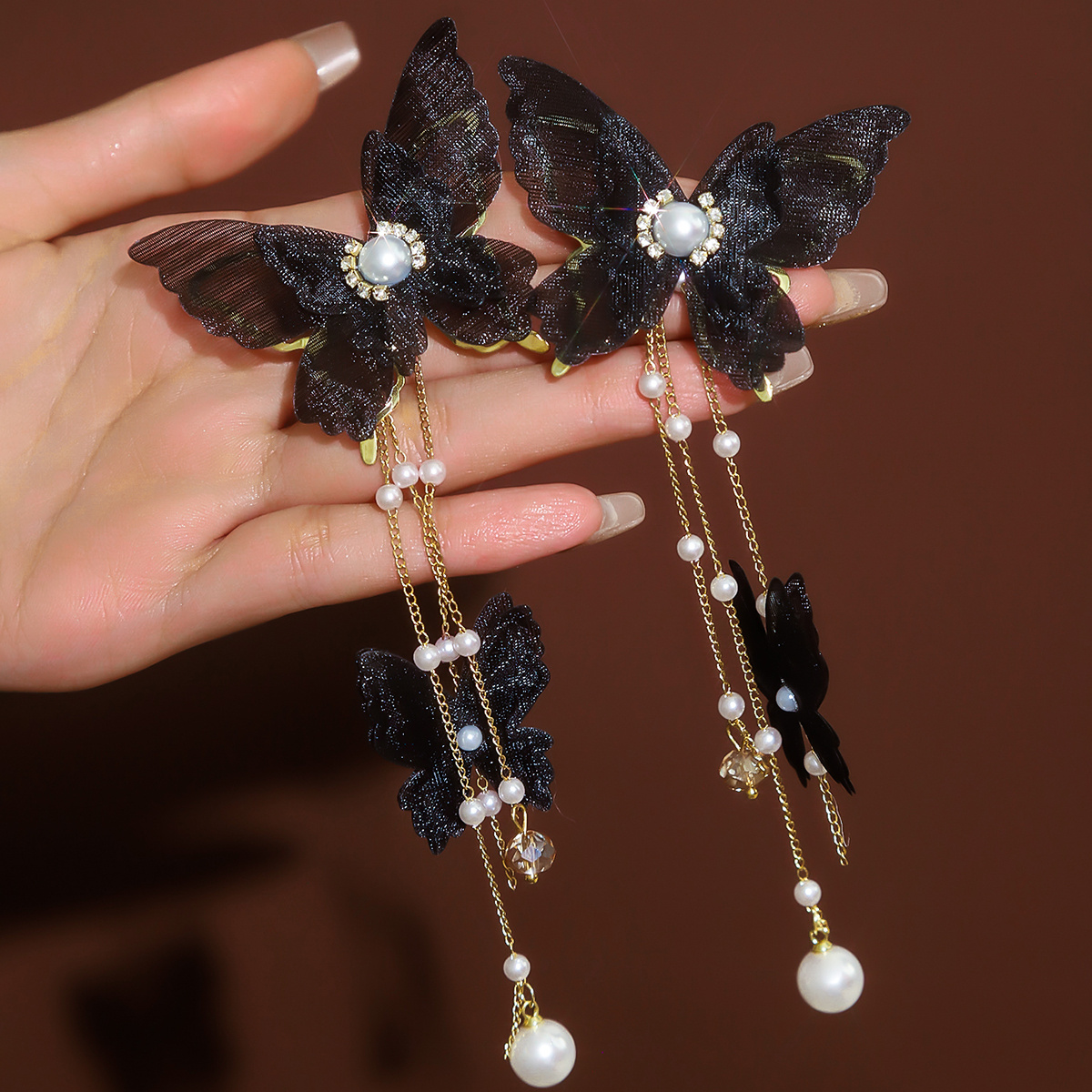1 Pair Fashionable Ballet Butterfly Pendant Earrings for Women, Holiday Gift Party Jewelry, Bohemian Vintage Style, Alloy with Synthetic Gemstone, Stainless Steel Ear Hook, All-Season Wear