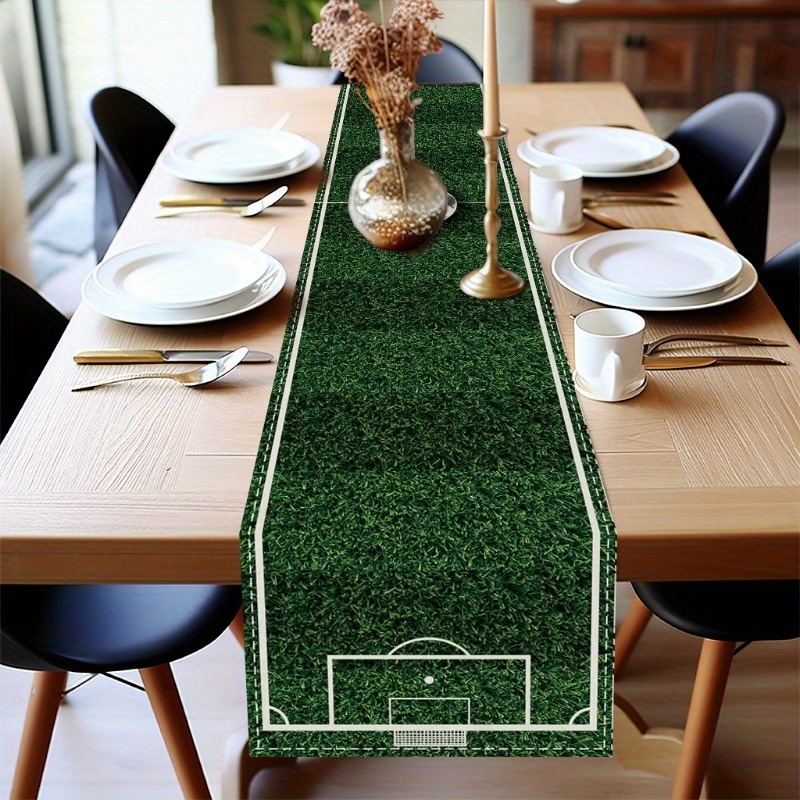 

72-inch Football Field Table Runner - Polyester, Sports Themed Parties & Home Decor, Christmas Decor