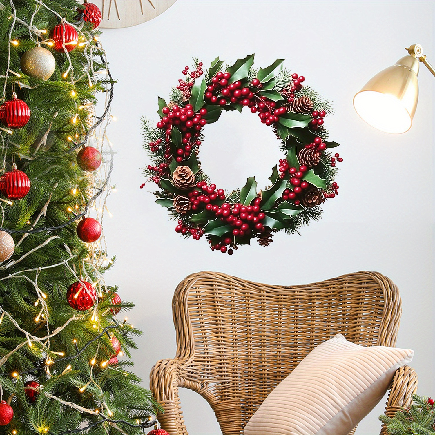 

Christmas Wreath & Decal - Red , For Decor & , Christmas Decor