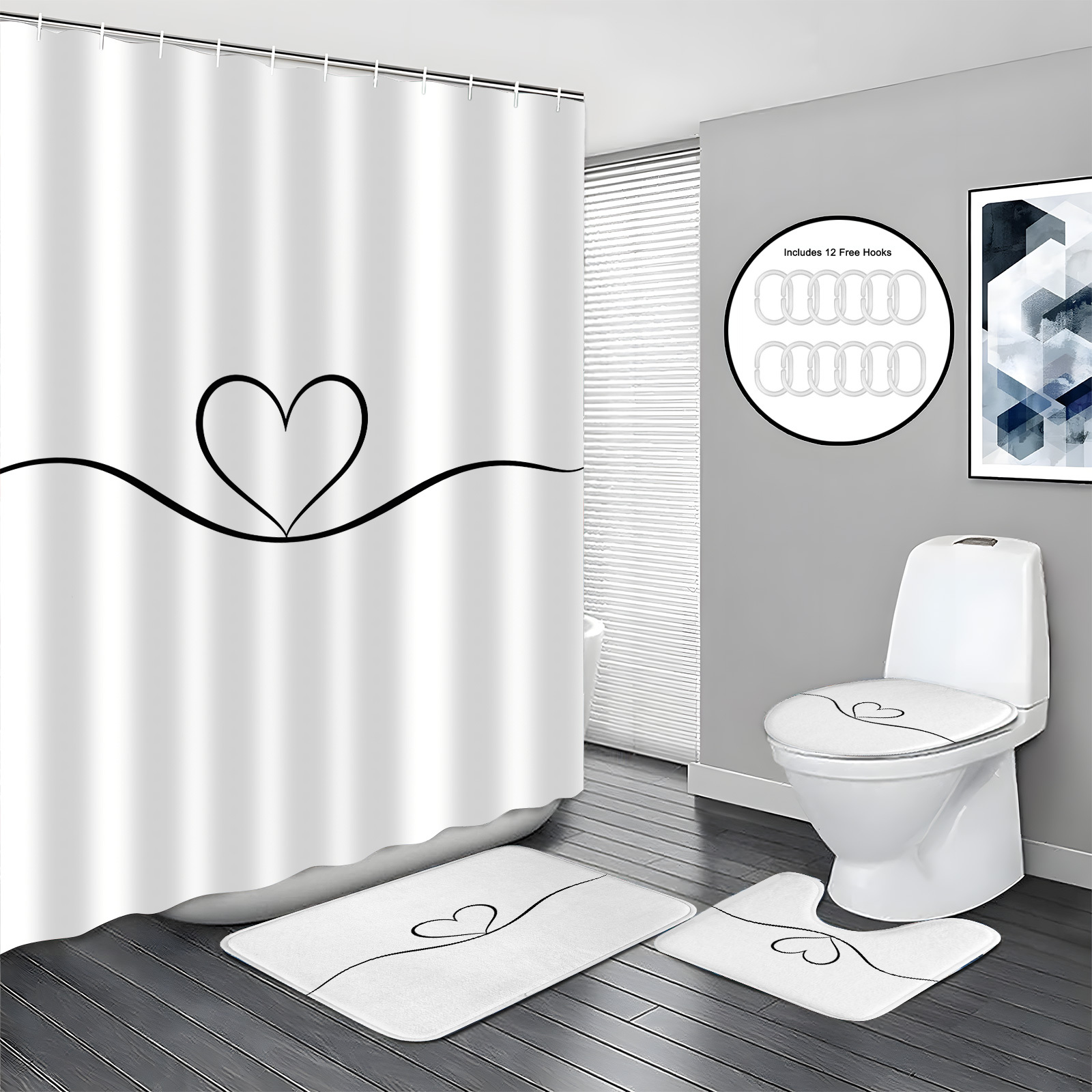 

1/3/4pcs Shower Curtain Set, Premium Modern Shower Curtains For Bathroom, Home Essential