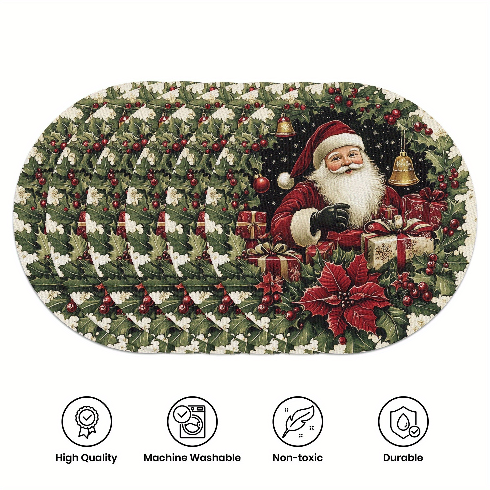 

6- Christmas Placemat Set - 15" , , , -slip, -, For Dining &