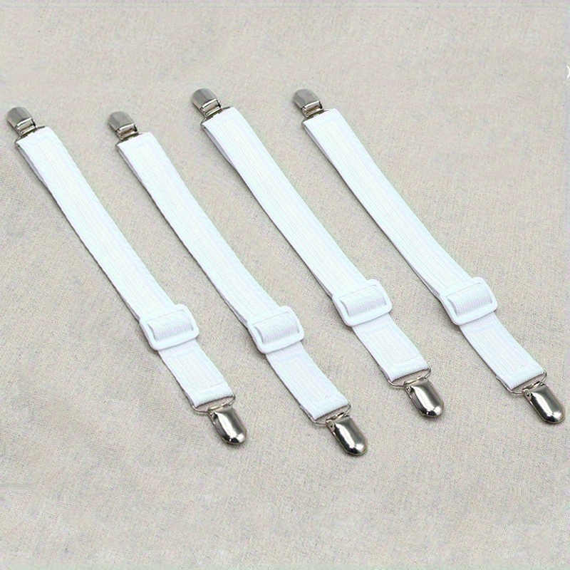 adjustable bed sheet fasteners 4pcs elastic mattress cover clips knitted sheet straps with heavy duty clips for secure   spot   for bedroom living room use details 4