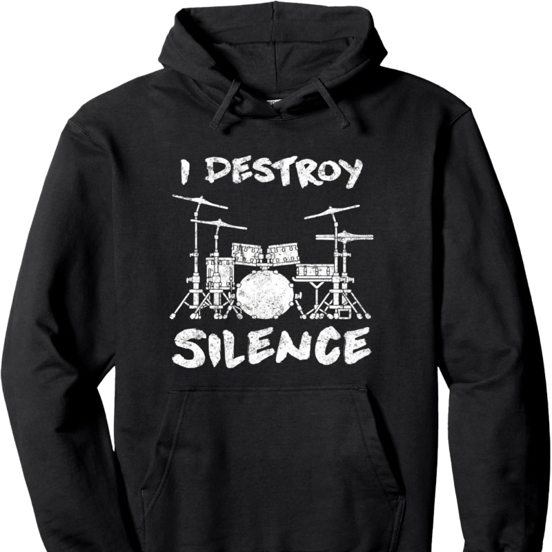 

Drummer Hooded Sweatshirt - Casual Black Hoodies With Casual Hooded Sweatshirt - Fashionable Cut With Front Pouch Pocket, For