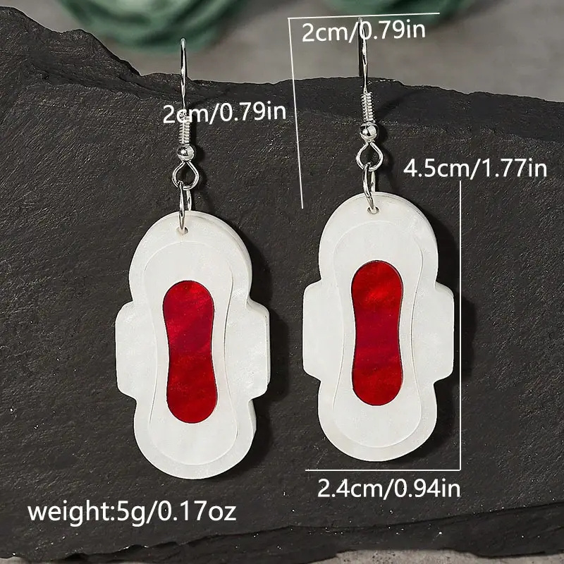Sanitary Napkin Shaped Dangle Earrings Lightweight Comfortable Jewelry