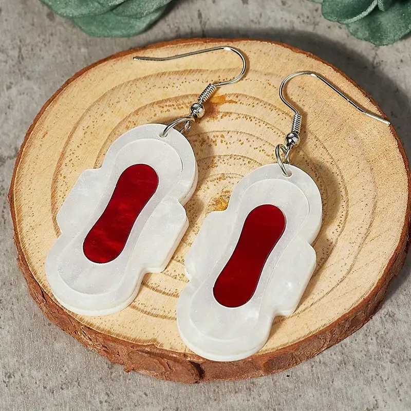 Sanitary Napkin Shaped Dangle Earrings Lightweight Comfortable Jewelry