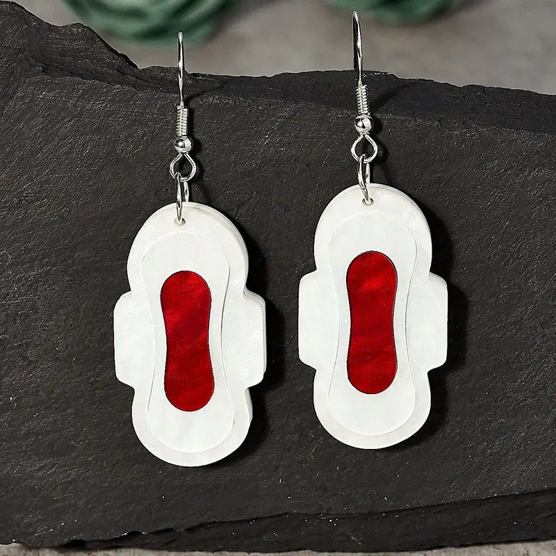 Sanitary Napkin Shaped Dangle Earrings Lightweight Comfortable Jewelry