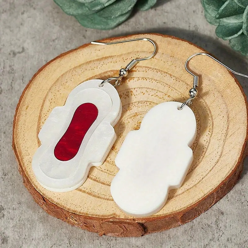 Sanitary Napkin Shaped Dangle Earrings Lightweight Comfortable Jewelry