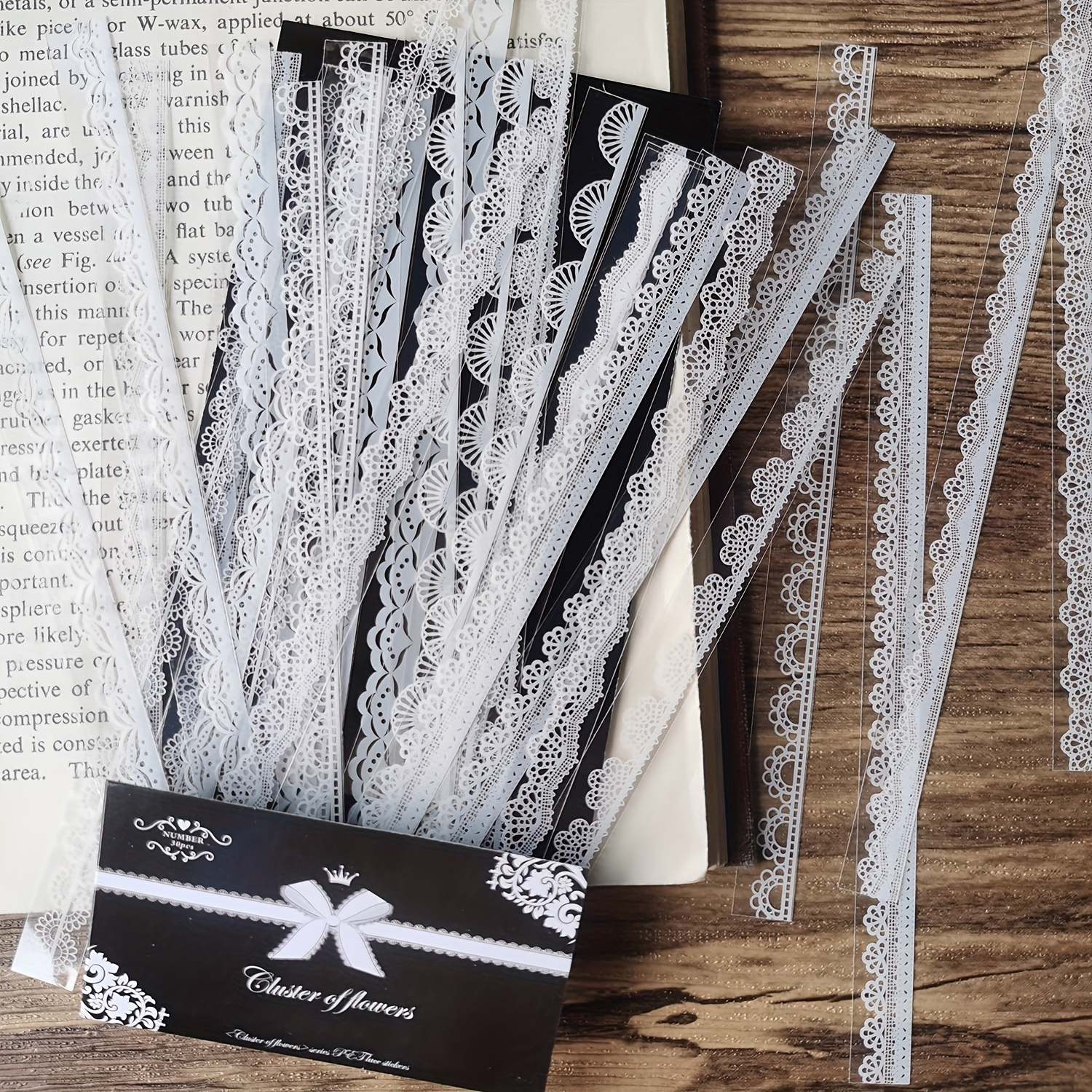 

Pack Of , Vintage Flower White Lace Sticker Set, Suitable For Diy Journal And Diary Decoration