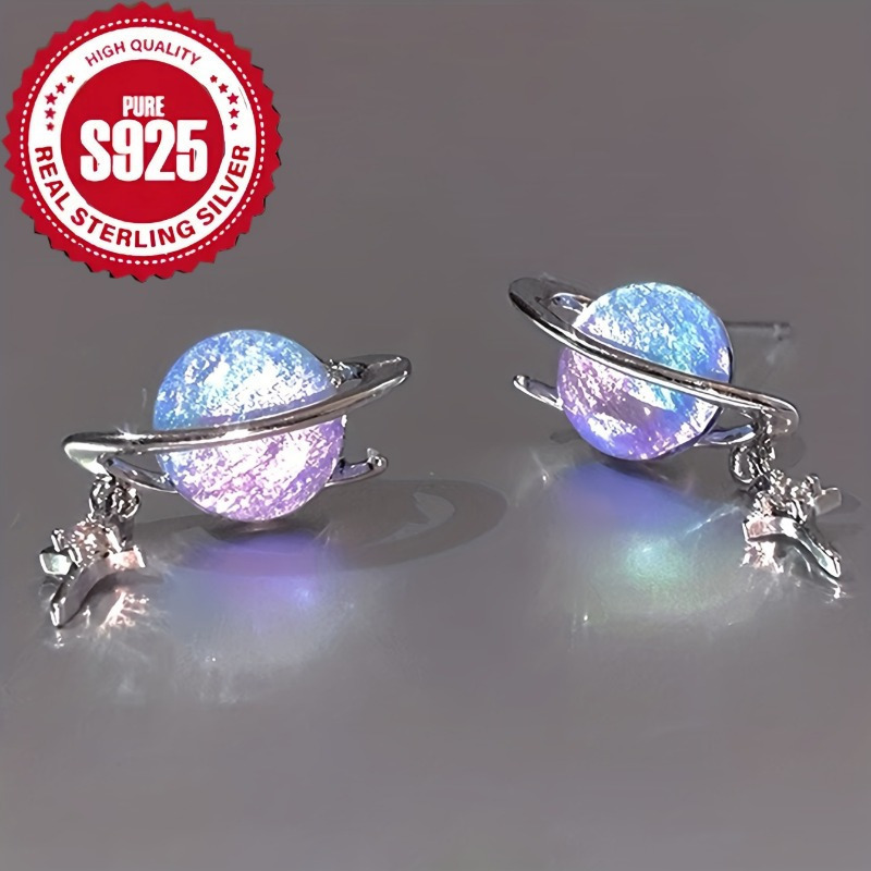 TEMU 925 Sterling Silver Exquisite And Fashionable Pendant Earrings Are For Girls' Birthdays, Christmas, And Anniversaries