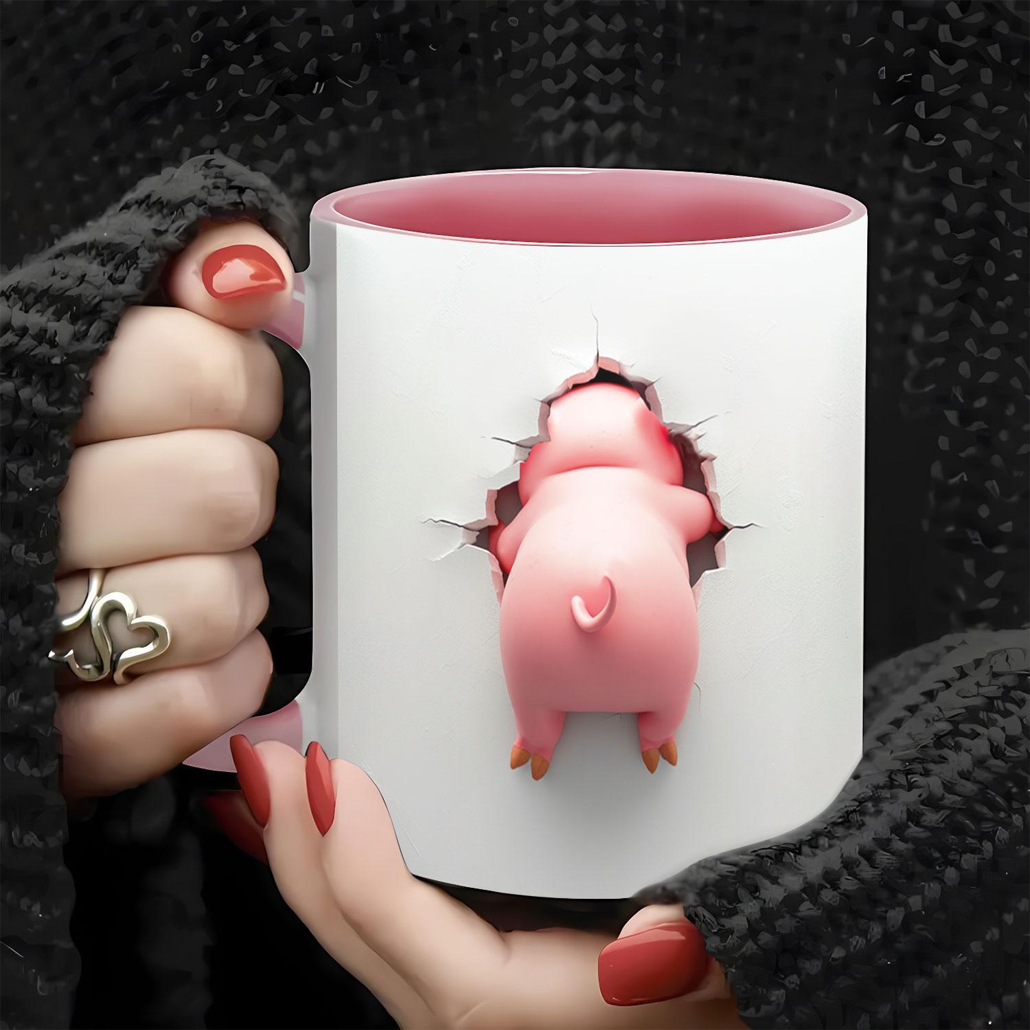 11oz ceramic double-sided 3d wall coffee mug - dishwasher & microwave safe,  ideal for hot/ cold beverages, perfect gift for holidays and birthdays,  novelty animal tea cup | Shop Now For Limited-time