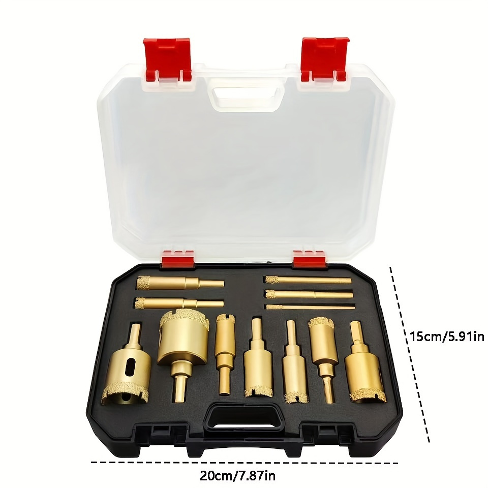 Juego de 12 brocas con punta de diamante, para vidrio, mármol, granito, piedra, azulejo y cerámica, kit de sierra de agujero de 6-35 mm - Herramienta manual
