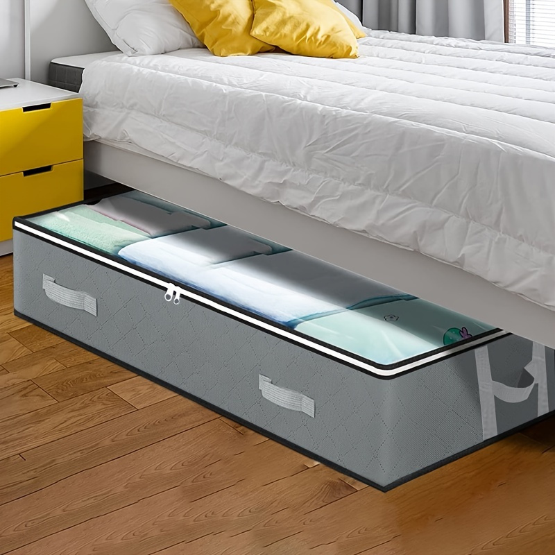 

Dustproof Under Bed Storage Box With Reinforced Handles For Comforter, Blanket, Bedding, Pillow, And Toys Bedroom Accessories