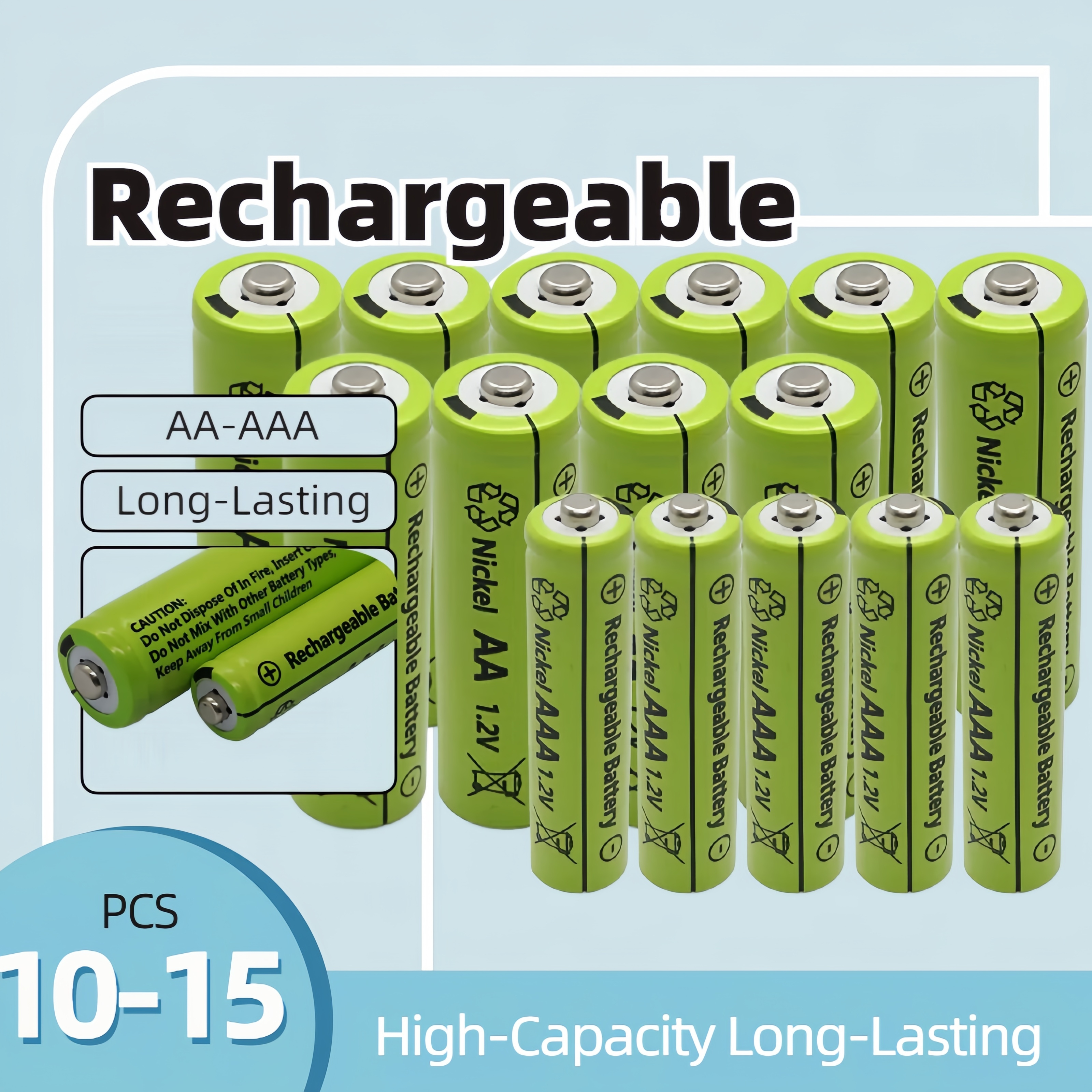 

10-15pcs Rechargeable Aa Batteries 1.2v - Long- For Universal