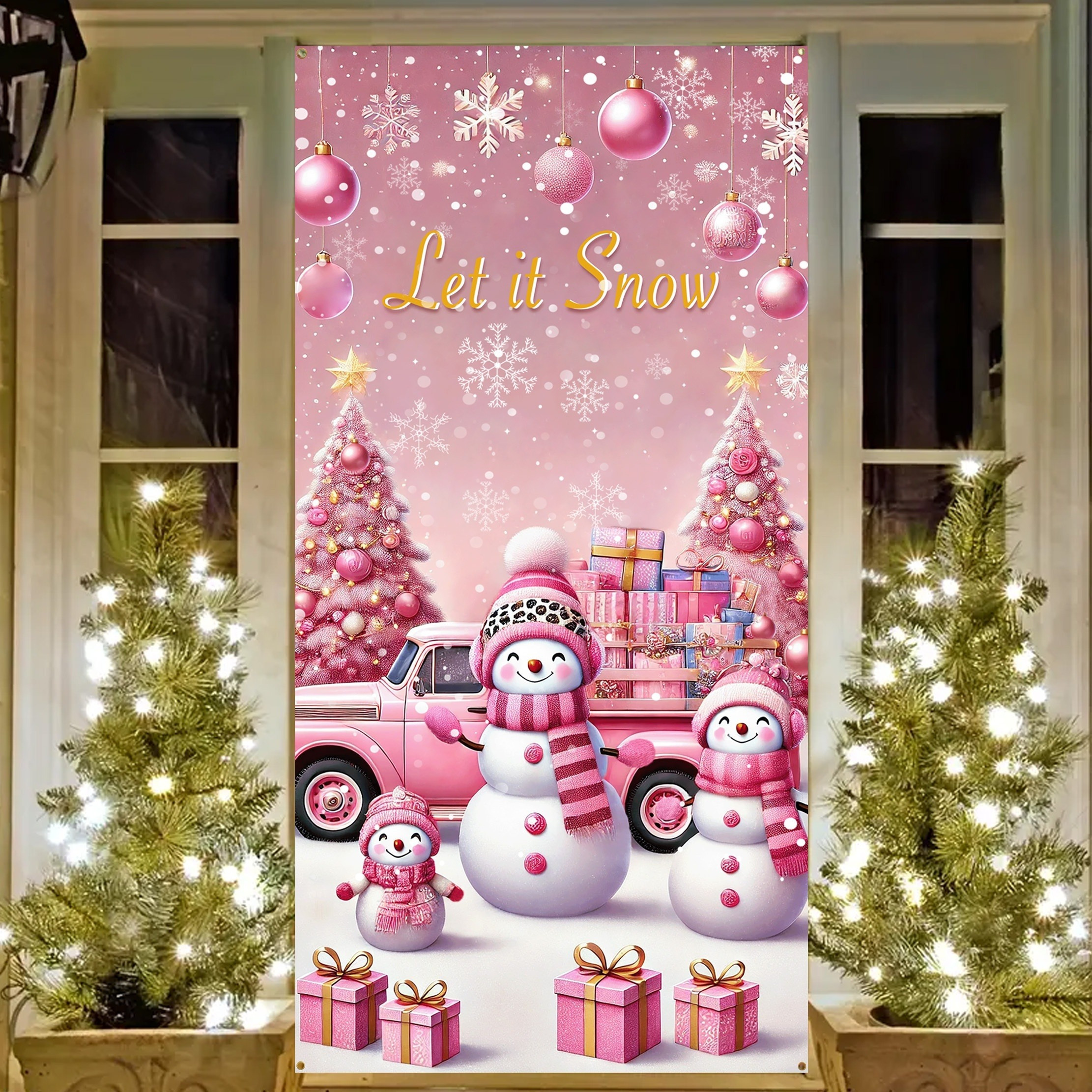 

Snowman Christmas Curtain - 35.4x70.9" Polyester Decor, For Homes & Parties, Christmas Decor