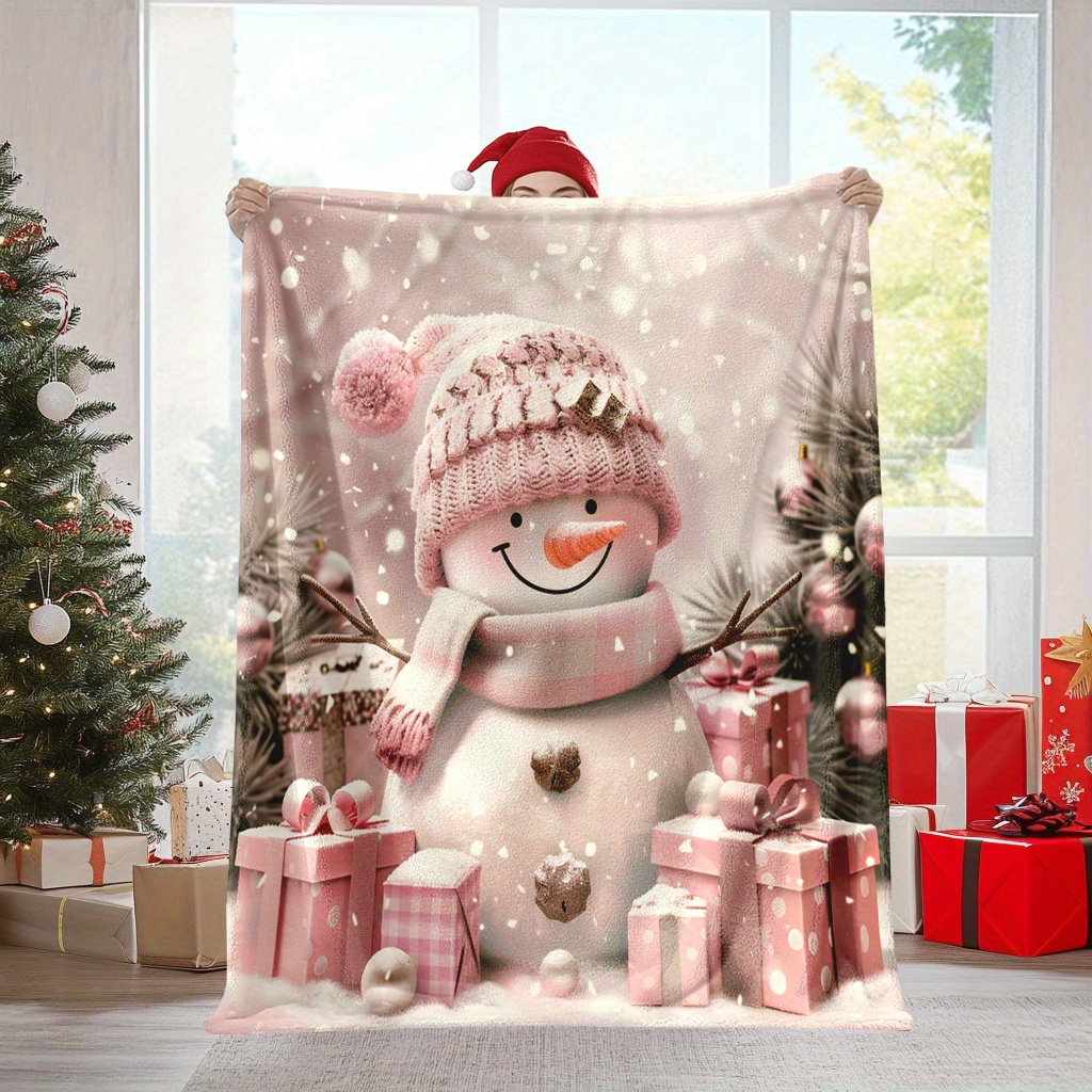 

Snowman Christmas Flannel Blanket - All Knitted Blanket For Napping, , , , Decor - Washable