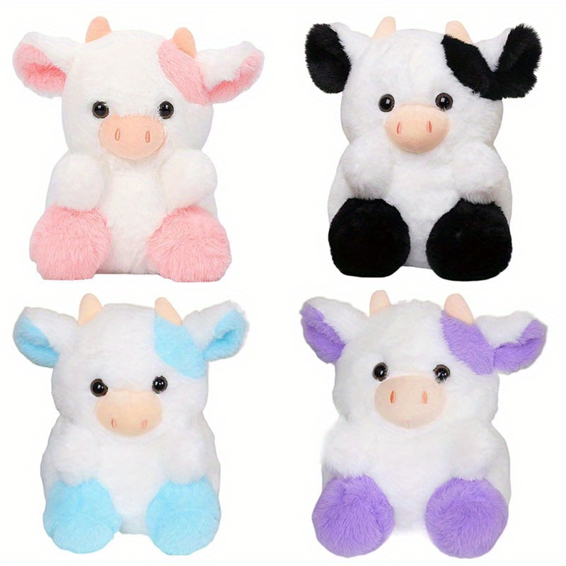 

4pcs Clearance Items Cute Cow Plush Toy Set, Cheap Super Children Love Christmas Halloween Valentine's Day New Year Gift