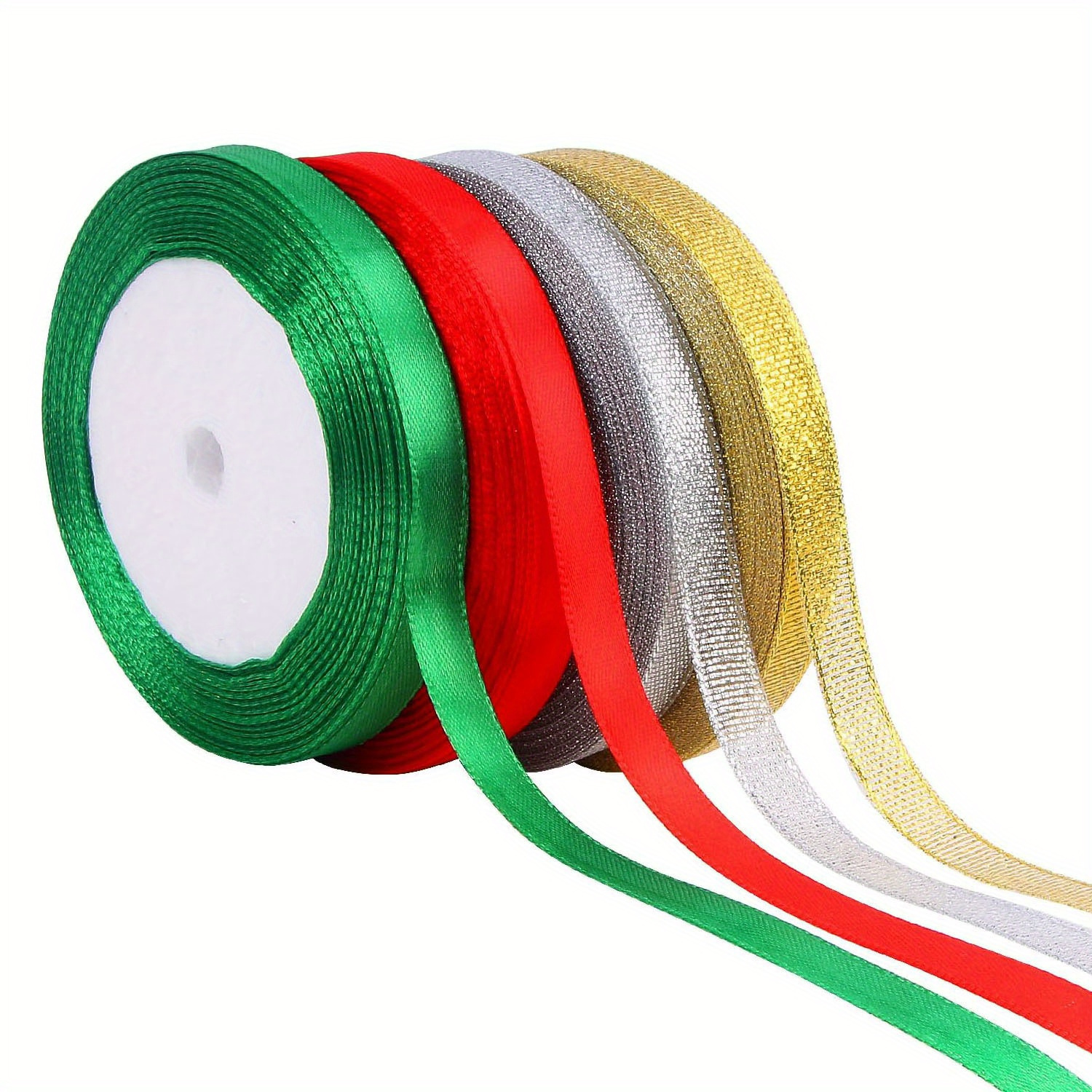 

4 Rolls Christmas Ribbons, , 10mm , For Wrapping, Decoration, , Craft Supplies, Polyester , Non-waterproof , Packaging Ribbons