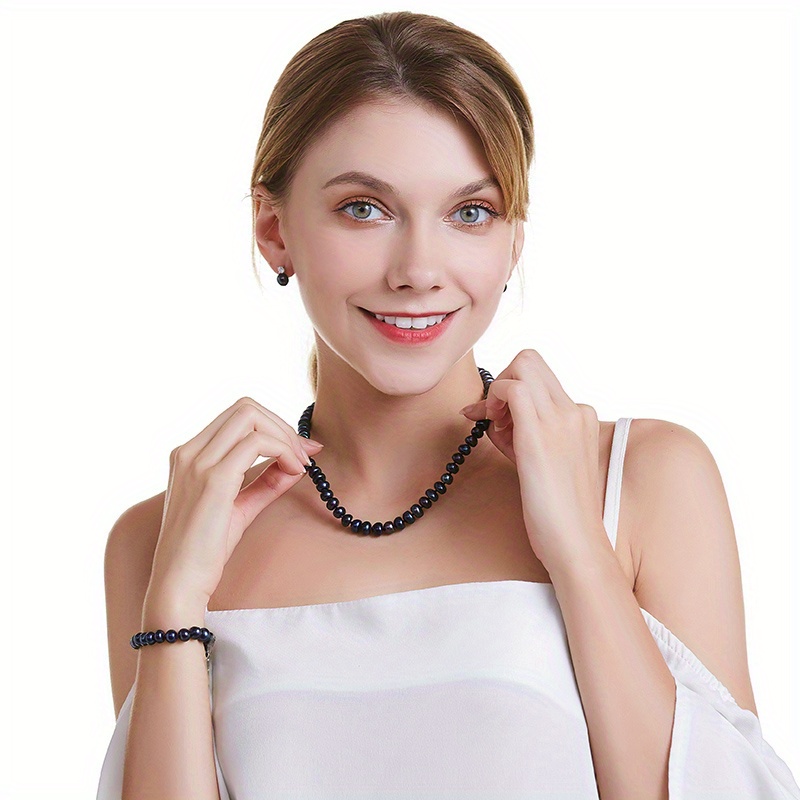 elegant freshwater   necklace for women 8 9mm round bread pearls love clasp luxury gift for christmas   no metal ideal for banquets special occasions details 1