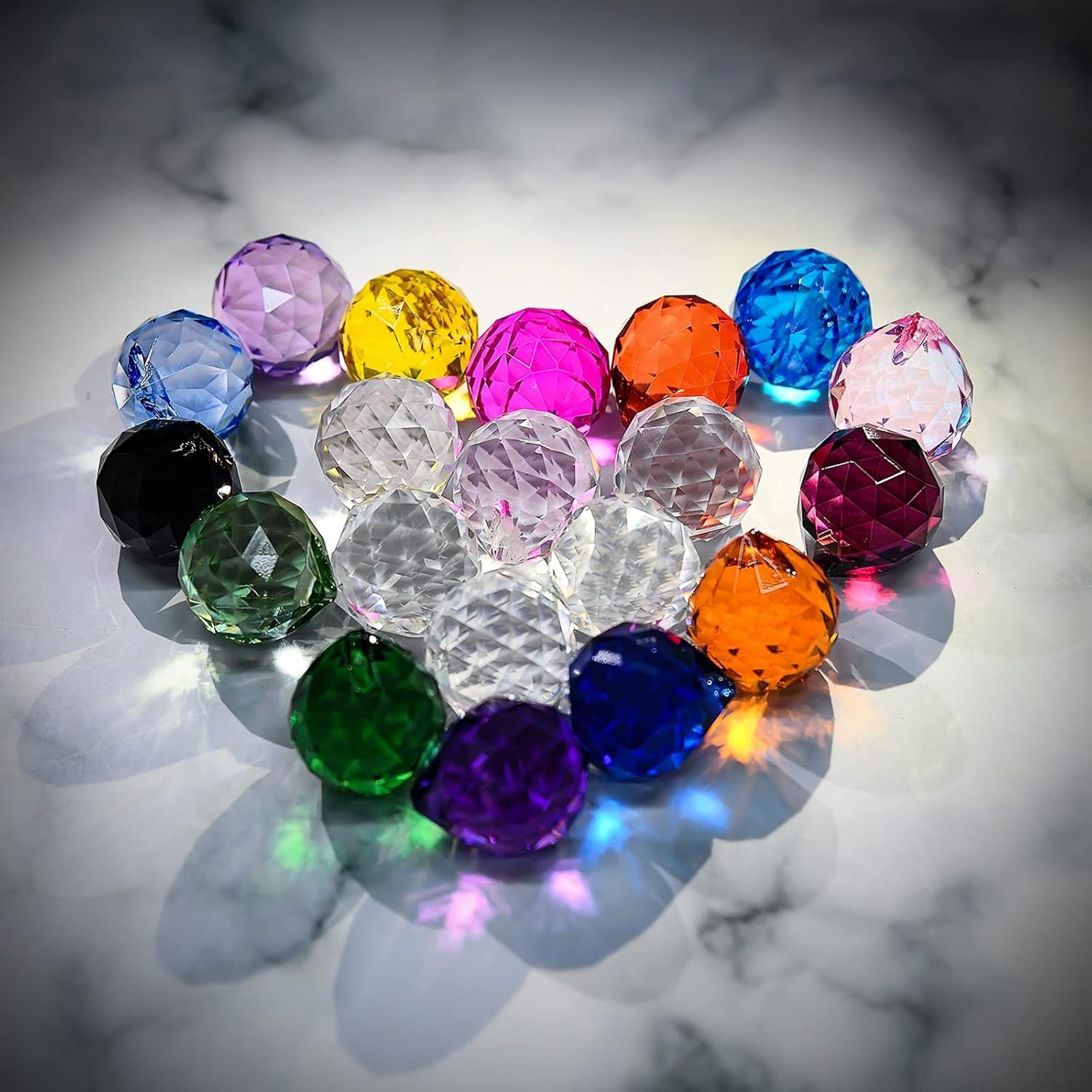 

20 Pack Hanging Crystals Prisms For Windows, Ball 0.8"/ 20mm Prism Rainbow Pendants Maker, For Shui, For Gift, Halloween, Thanksgiving, And Christmas Decorations ()