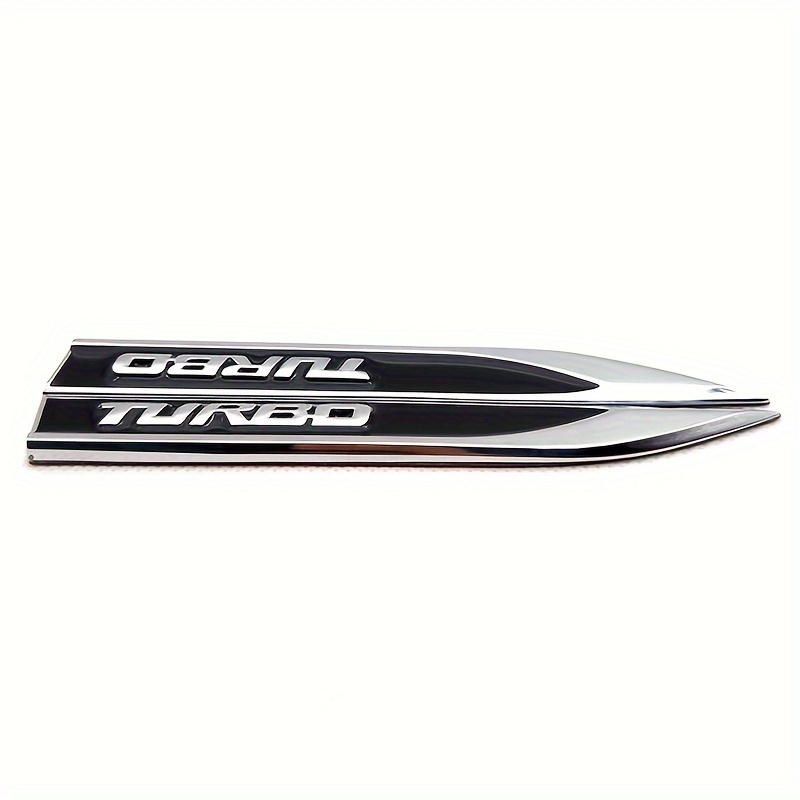 Image of Set Of 2 3d Turbo Emblem Badges - Metal Decals For Car Side Fenders, Suitable For Cars, Motorcycles, And Trucks